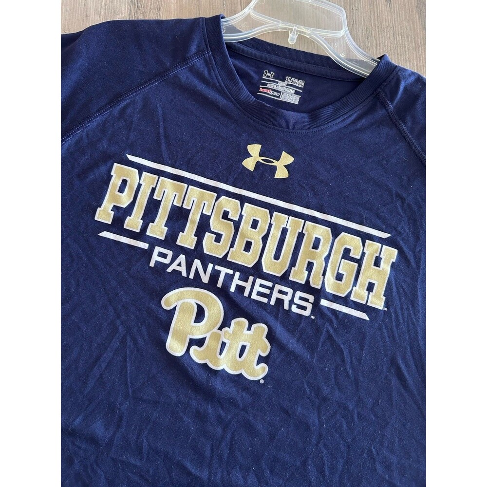 Under Armour Heat Gear Loose Pittsburgh Panthers Mens Blue Tshirt Size XL